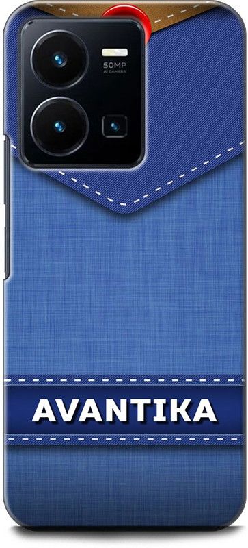 WallCraft Back Cover for Vivo Y35, V2205 AVANTIKA NAME, A, LETTER, BLUE, JEANS, ALPHABET, DESIGN  (Multicolor, Dual Protection, Pack of: 1)