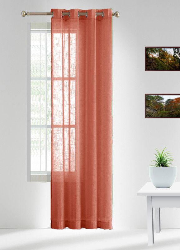 CARLTON LONDON 274 cm (9 ft) Cotton Transparent Long Door Curtain Single Curtain  (Self Design, Maroon)