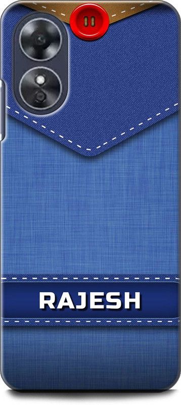 WallCraft Back Cover for OPPO A17, CPH2477 RAJESH NAME, R LETTER, BLUE, JEANS, ALPHABET, DESIGN  (Multicolor, Dual Protection, Pack of: 1)