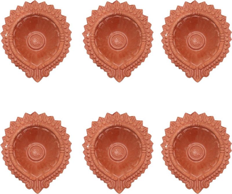 RPCRAFT India Diya for Puja |Diya Lamps for Pooja | mitti Diya for Diwali Set Of 6 Terracotta (Pack of 6) Table Diya Set  (Height: 1 inch)
