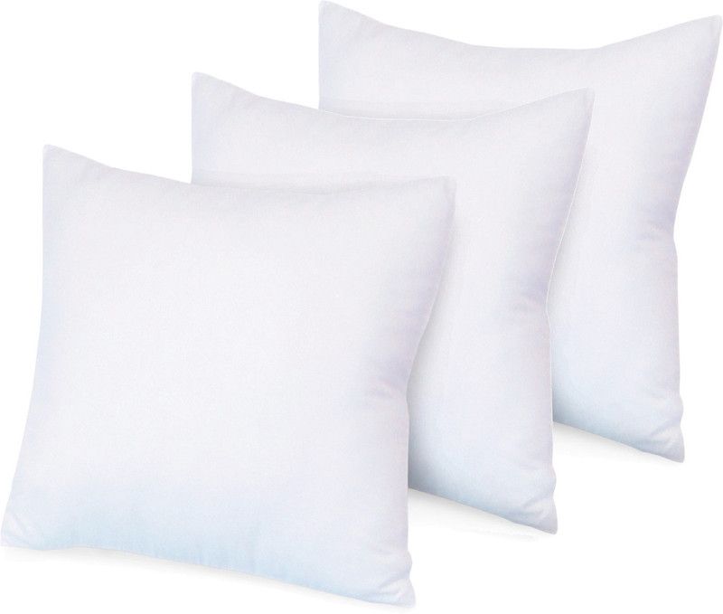 ZIKRAK EXIM Polyester Solid Back Cushion Pack of 3  (White)