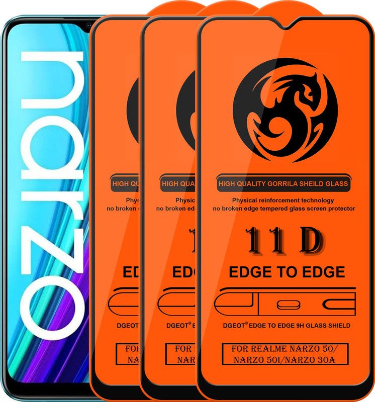 HQ Protection Edge To Edge Screen Guard for Realme Narzo 30A  (Pack of 3)
