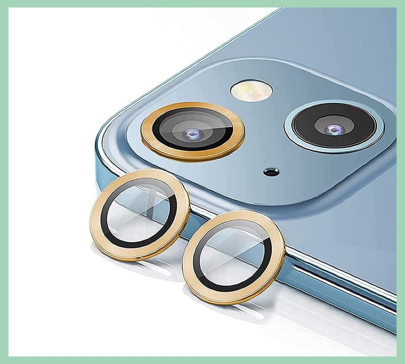 XAZE Back Camera Lens Ring Guard Protector for iPhone 13 Mini Aluminum Alloy Full Fit Lens Ring Cover (Gold)  (Pack of: 1)