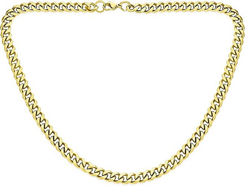 Mens 7mm 60cm Golden Chain Necklace Metal Necklace