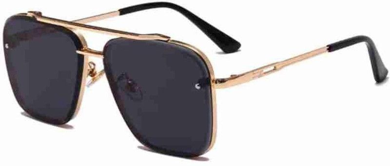 UV Protection, Gradient, Mirrored Retro Square, Over-sized Sunglasses (58)  (For Men & Women, Black)