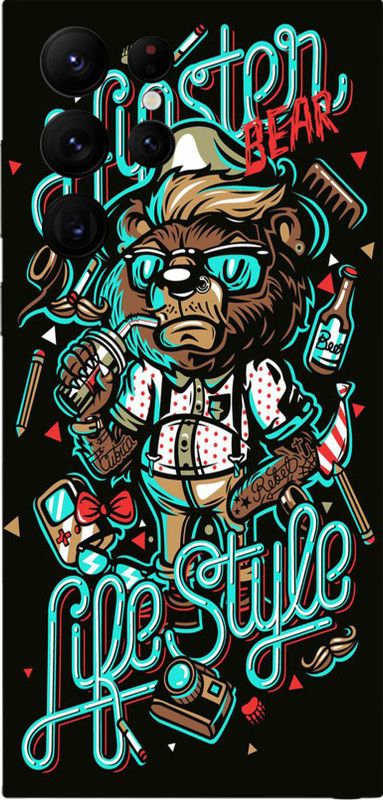 LAMHA Samsung S22 Ultra, samsung s22 ultra Mobile Skin  (Ultra Super Hipster Bear With High Matte Finish.)