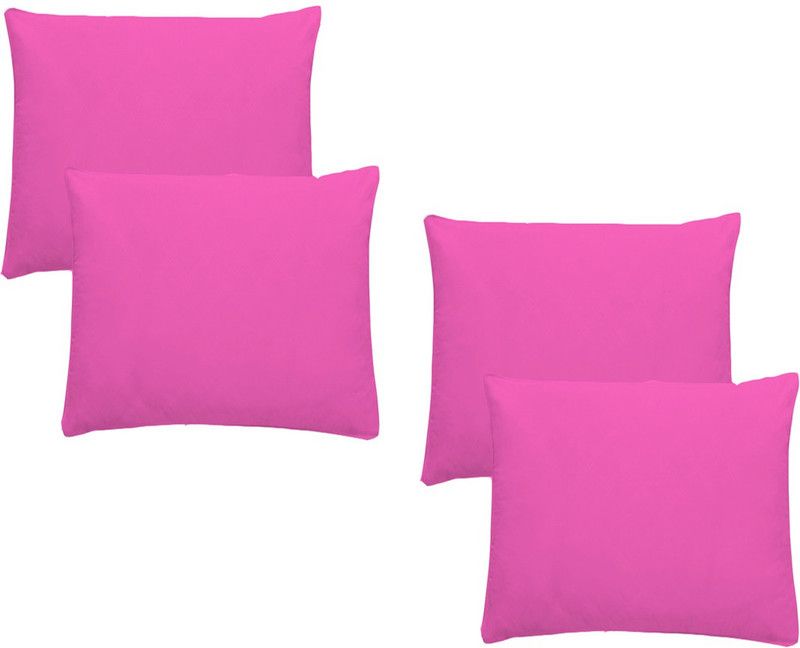 AVI Microfibre Solid Back Cushion Pack of 4  (Pink)