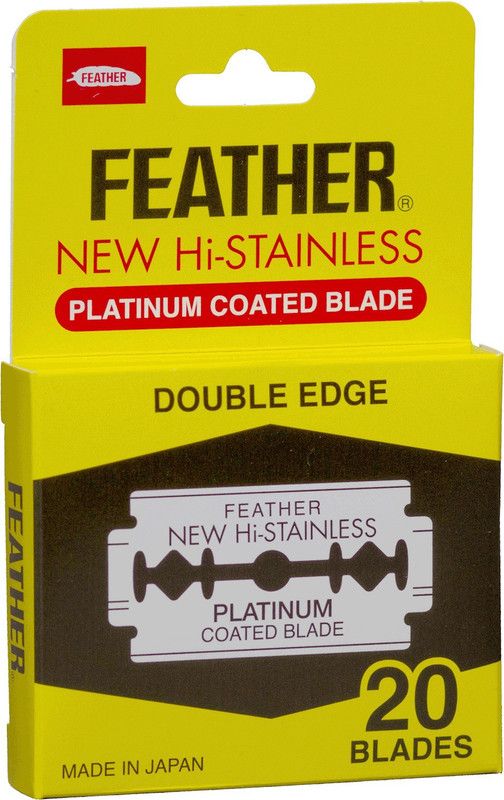 Feather Made in Japan Platinum Coated Double Edge Razor Blades  (Pack of 20)