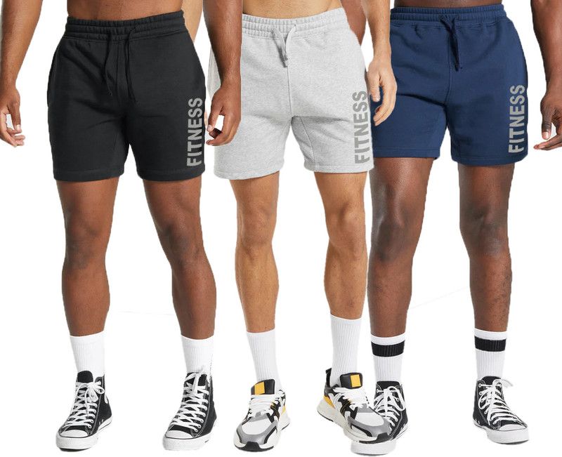 Pack of 3 Solid Men Black, Grey, Blue Basic Shorts