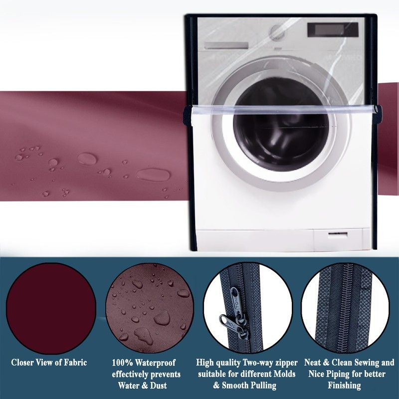 JM Homefurnishings Front Loading Washing Machine Cover  (Width: 66 cm, Maroon)