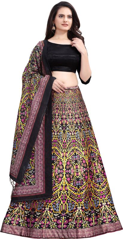 Applique Semi Stitched Lehenga Choli  (Multicolor)