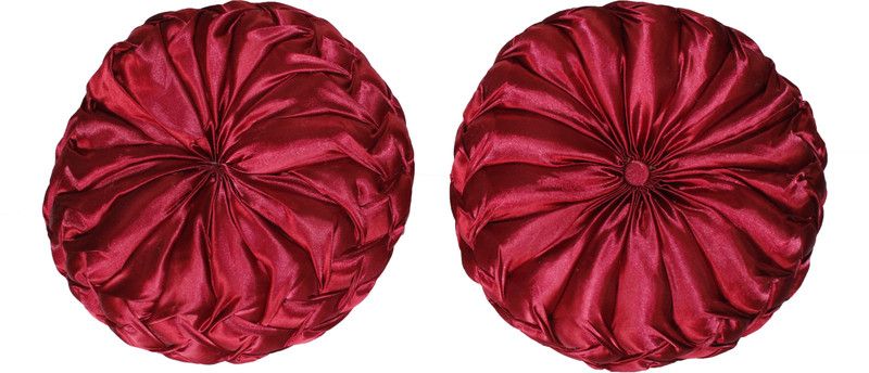 Jaak International Cotton Floral Decorative Cushion Pack of 2  (Red)