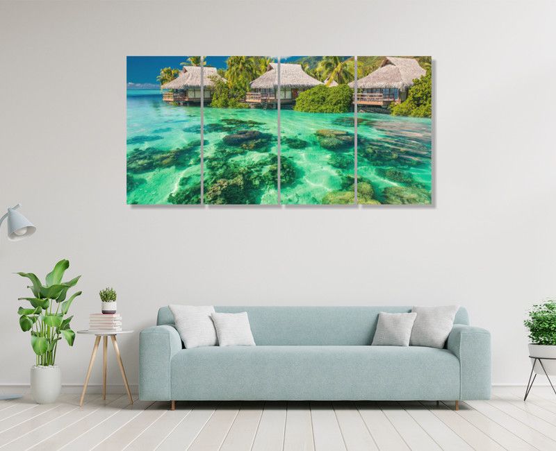 paper pebbles Digital Reprint 30 inch x 60 inch Painting  (Without Frame, Pack of 4)