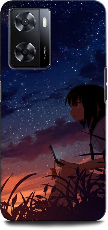 GRAFIQE Back Cover for OPPO A57e ANIME GIRL, NIGHT SKY, NATURE, LOVE, ALONE GIRL  (Multicolor, Shock Proof, Pack of: 1)