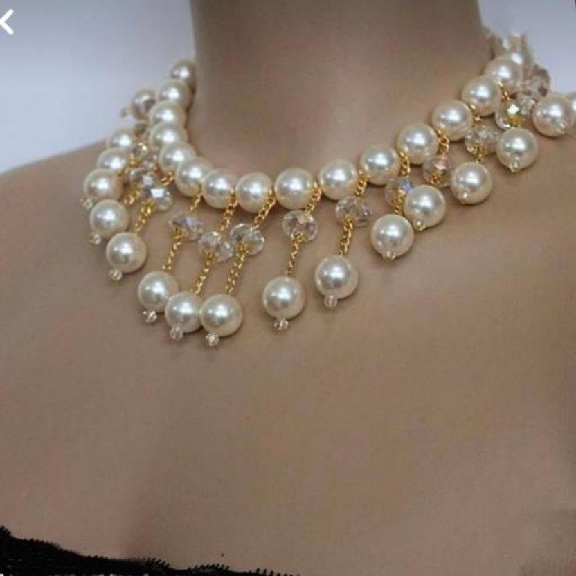 Party Wear Necklace Beads, Crystal Glass, Alloy Necklace