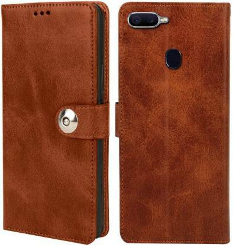 Mycos Flip Cover for OPPO F9 Pro  (Brown, Dual Protection, Pack of: 1)