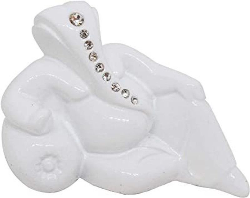 Dulari white stone ganesha Decorative Showpiece - 10 cm  (Polyresin, White)