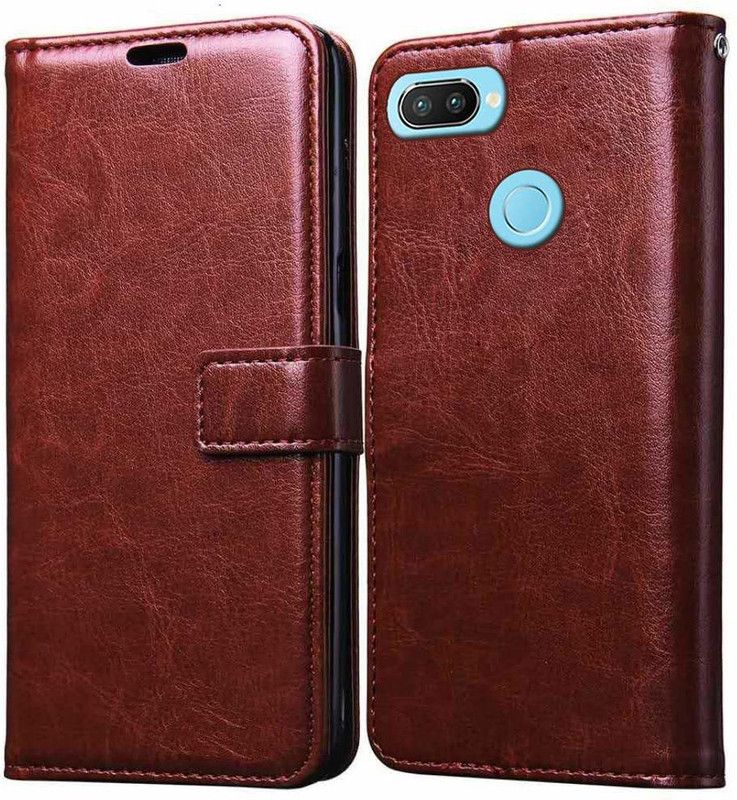 COVERBLACK Flip Cover for Realme 2  (Brown, Magnetic Case)