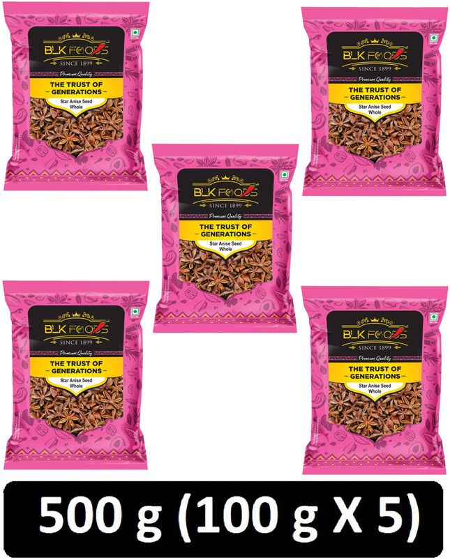 BLK FOODS Select Star Anise Seed Whole (Badiyan) 500g  (5 x 100 g)
