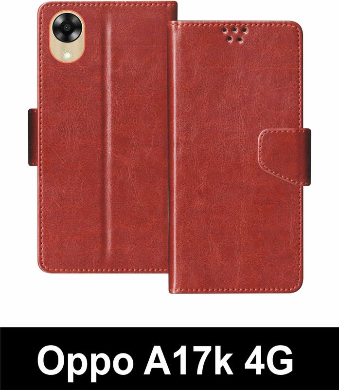 SBMS Flip Cover for Oppo A17k 4G  (Brown, Shock Proof, Pack of: 1)