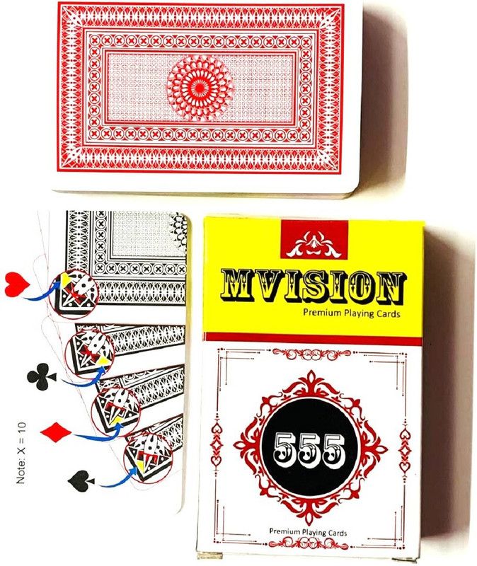 A SARKAR MAGIC WORLD MVISION 555 MARK PLAYING CARD (RED COLOR) / CHEATING MARKED MAGIC PLAYING CARD 1 Magic Tricks  (Age: 7 YEARS & UP)