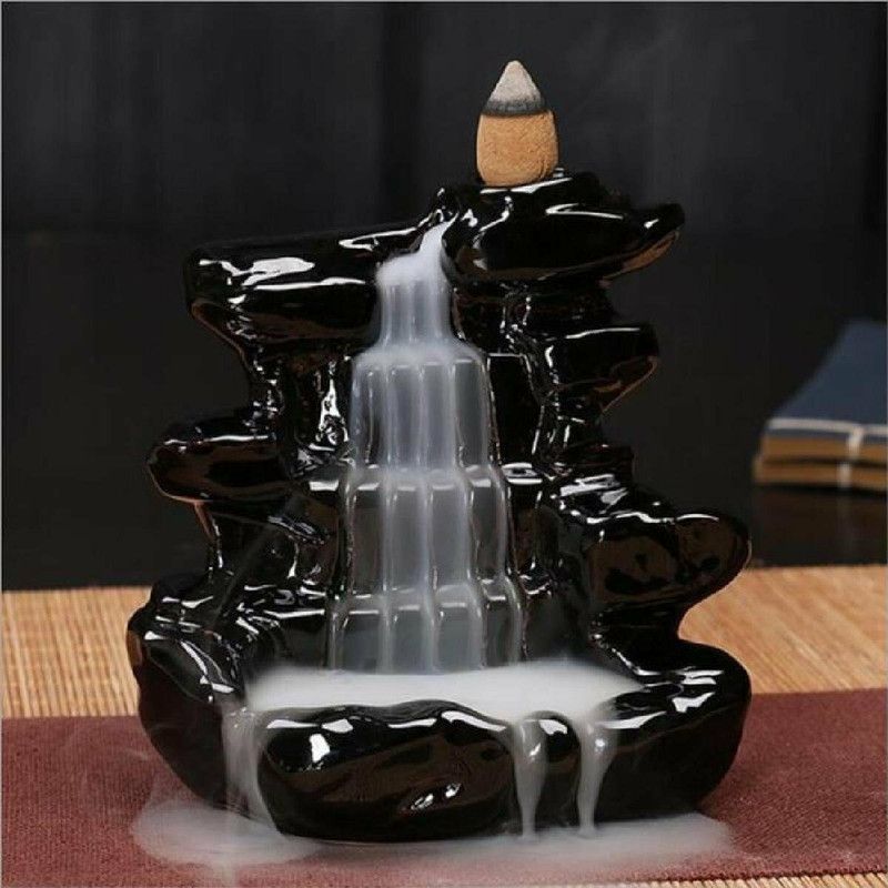 CraftArena Polyresin Incense Holder  (Black)