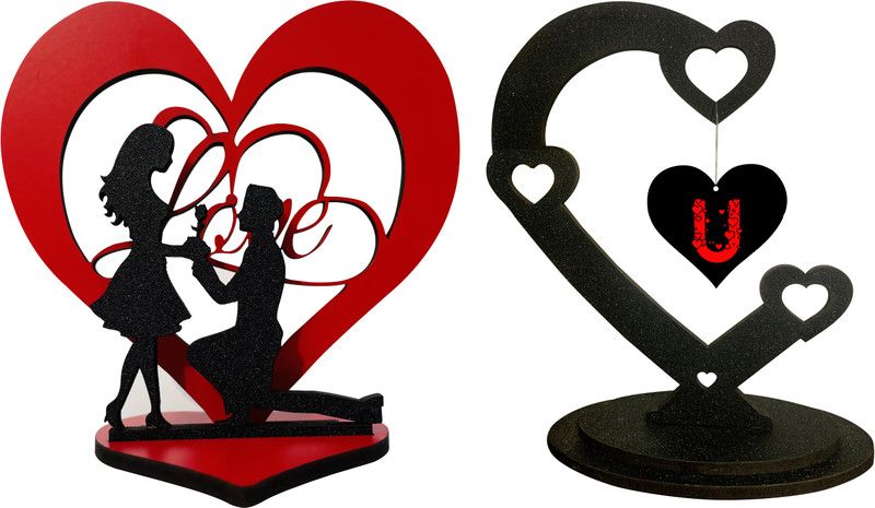 NAWEMA U Letter Showpiece Decorative Showpiece - 12 cm  (Wood, Multicolor)