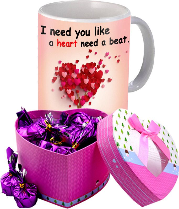 Midiron Valentine Day Gift Set with Mug For Wife| Gift Hamper For Girlfriend/Spouse Ceramic Gift Box  (Pink)