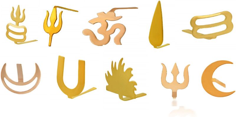 morir Pack of 10 Golden Spiritual Charm Forehead Tilak Teeka Puja Tool Hindu Deity Ornaments for Men Women Teen Girls Kids Deity Ornament  (Deity Ornaments)