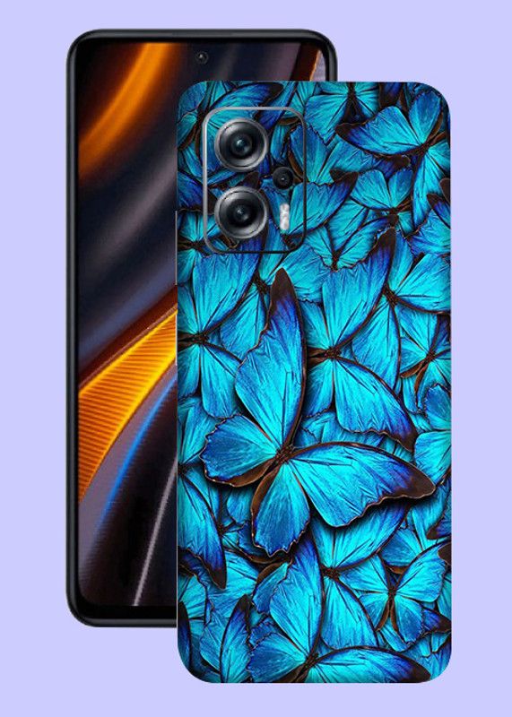 WeCre8 Skin's Xiaomi Poco X4 GT Mobile Skin  (Blue Butterfly Multicolor Premium Quality Mobile Skin With Cleaning Wipe)