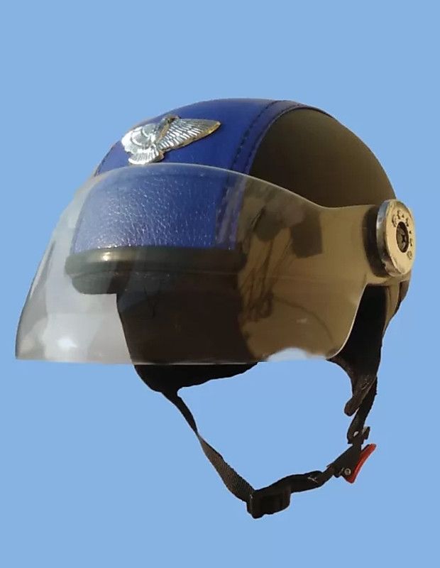 The D.D's Blueblack leather Motorbike Helmet  (Blue, Black, Red, Pink)