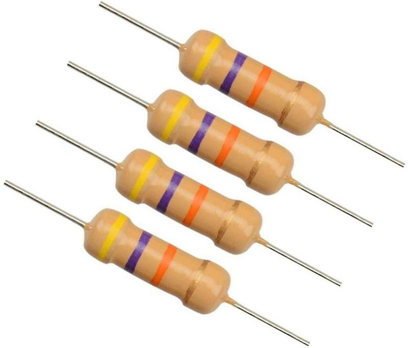 INVENTO 100Pcs 47KOhm Carbon Film Resistor 1/4W Resistance 0.25Watt 250mW 5%Toleance Automotive Electronic Hobby Kit