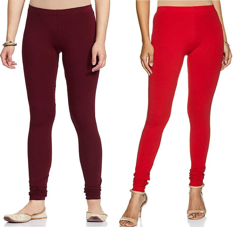 Churidar Length Ethnic Wear Legging  (Maroon, Red, Solid)