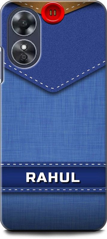 WallCraft Back Cover for OPPO A17, CPH2477 RAHUL NAME, R LETTER, BLUE, JEANS, ALPHABET, DESIGN  (Multicolor, Dual Protection, Pack of: 1)