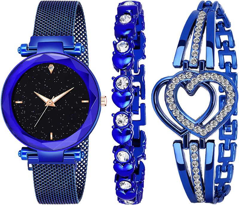 Magnet Strap Blue Magnetic Chain with bracelet hand watch for women gift Analog Watch - For Women