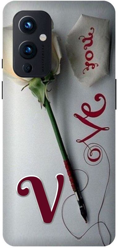 FRONK Back Cover for OnePlus 9 5G, LE2111, V, NAME, LETTER, ALPHABET, LOVE  (Silver, Hard Case, Pack of: 1)