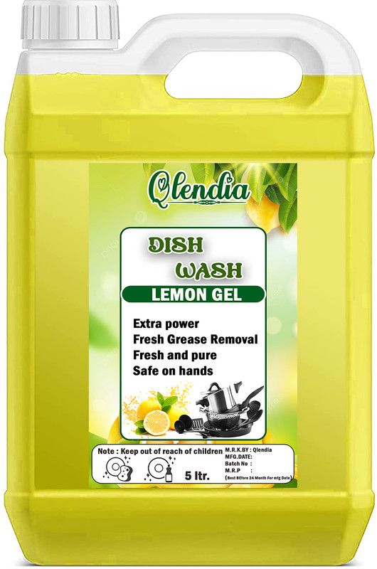 Qlendia Dishwash Gel with Lemon for oil & washes off Kitchen Cleaner Dish Cleaning Gel  (Lemon, 5 L)