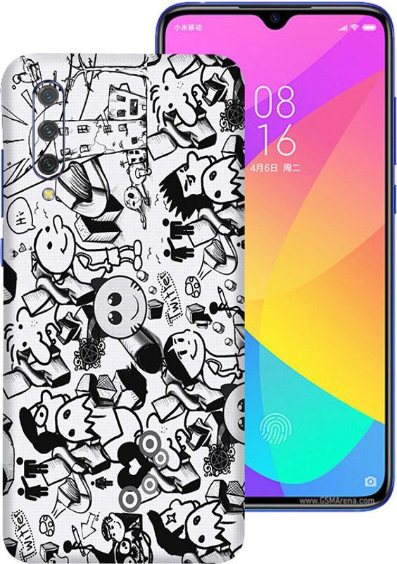 WeCre8 Skin's Xiaomi Mi 9 Lite Mobile Skin  (Doodle Multicolor Premium Quality Mobile Skin With Cleaning Wipe)