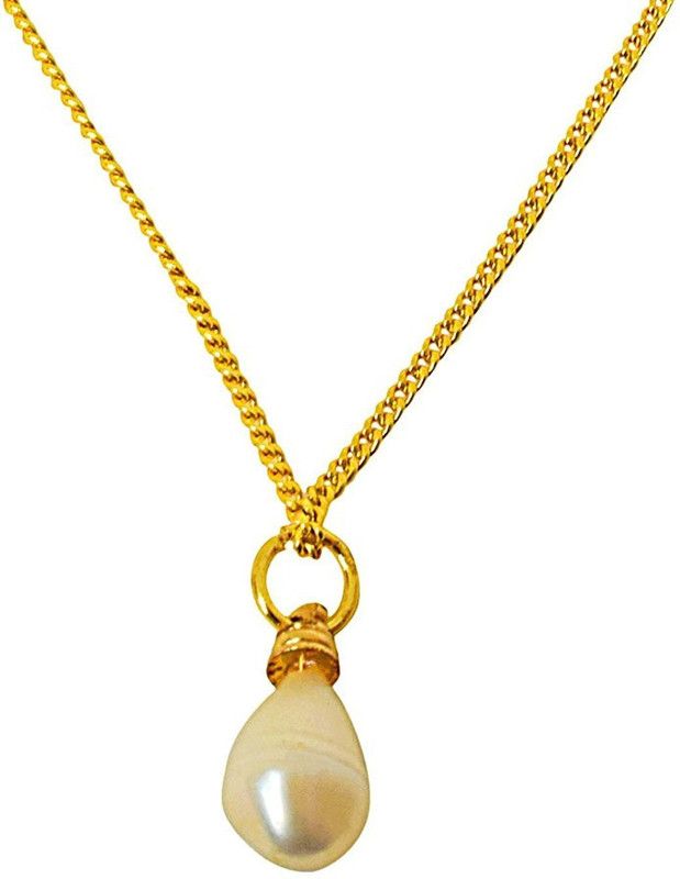 4.00 cts Real Natural Freshwater Pearl Pendant for Girls with Gold Plated 22IN Chain SPP5 Pearl Metal Pendant