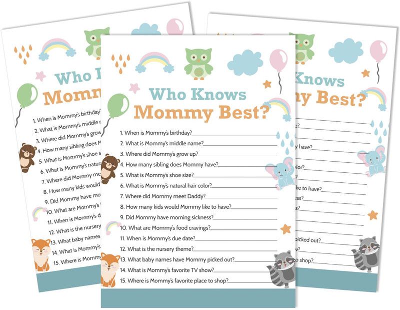 Inkdotpot Who Knows Mommy Best Baby Shower Game Cards-Fun Activity Cards Set Of 50 Invitation Card  (Who_Knows_Mommy_Best, Pack of 1)