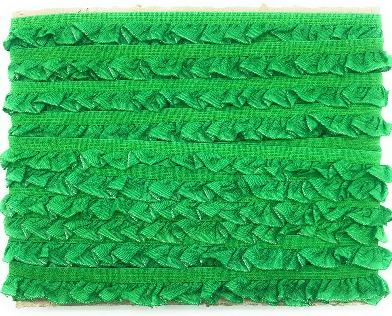 Kavmart KAV3041-FRILL-GREEN Elastic Frill PLETTING RIBBON LACE FRILL FOR EDGE DECOR OF OUTFITS OR PACKING(9METERS)(Green) 1 Lace Embroidery Border Lace Reel  (Pack of 1)