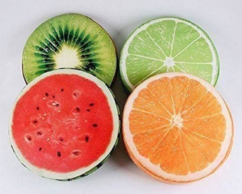 Byloom Foam Fruit Decorative Cushion Pack of 4  (Multicolor)