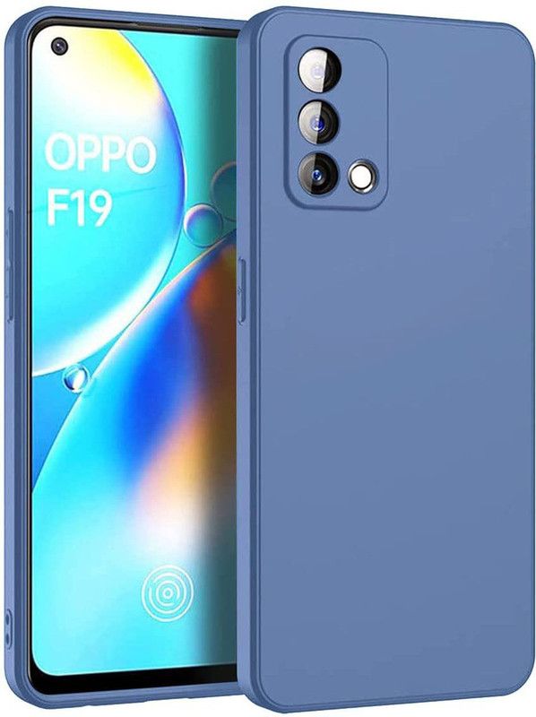 Riches Back Cover for Oppo F19 Camera Protection Soft Silicon Protective Back Cover Designed  (Blue, Grip Case, Silicon, Pack of: 1)