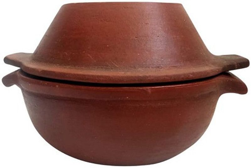 ziaon LPG and Microwave Clay Handi/Earthen Pot for Cooking Handi 3 L with Lid  (Earthenware, Non-stick, Induction Bottom)