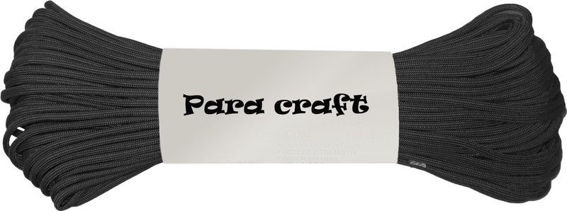 Paracraft 500ft 550 Paracord Parachute Survival Cord - Black Black  (Length: 152 m, Diameter: 4 mm)