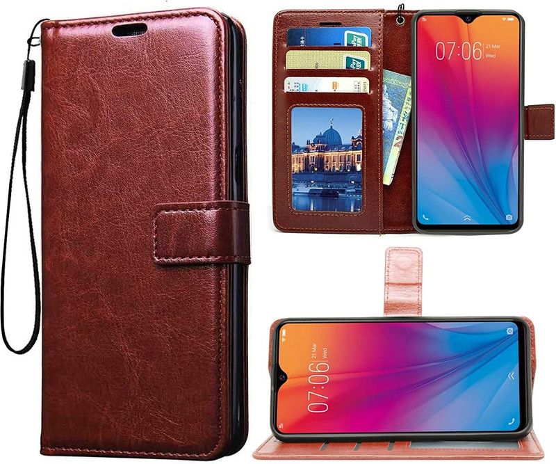 Coverage Flip Cover for Oppo CPH1809 / OPPO A5  (Brown, Magnetic Case)