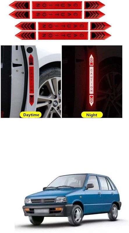 PECUNIA Car Door Open Caution Sticker Reflective Tape Safety Warning Decal 902 55 mm x 5 m Multi Color Reflective Tape  (Pack of 4)