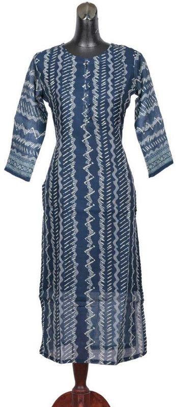 Pack of 2 Women Abstract Chanderi Straight Kurta  (Dark Blue)