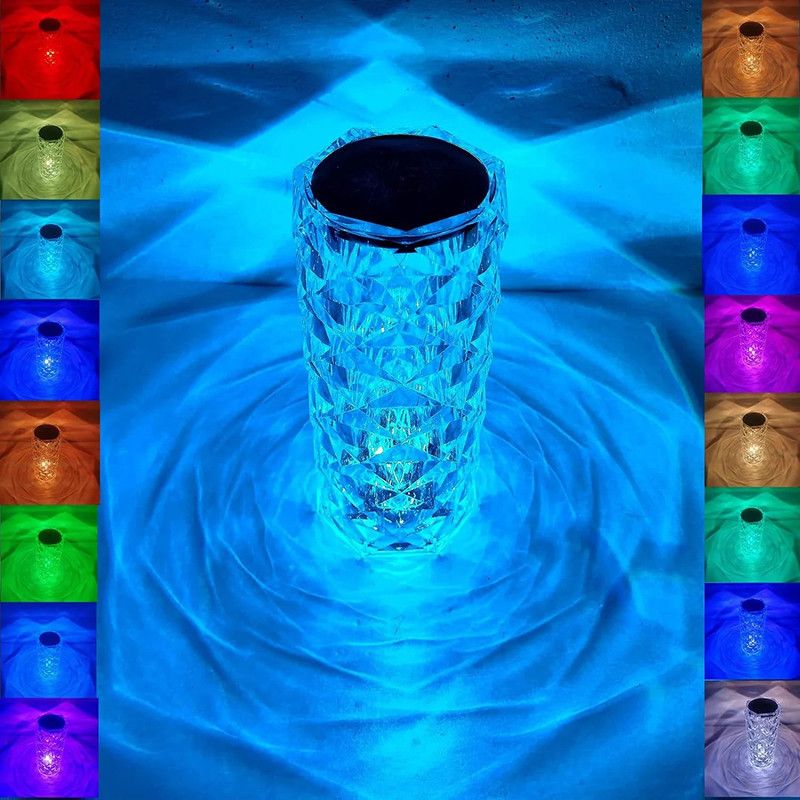 Elecsera Rose Crystal Touch Lamp Night Lamp Table Lamp  (10 cm, Multicolor)