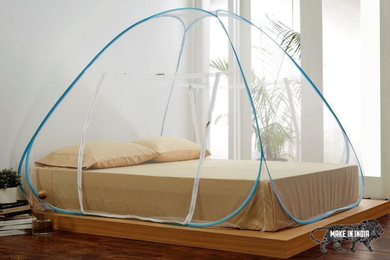 Healthgenie Polyester Adults Washable Double Bed Mosquito Net  (Blue, Tent)